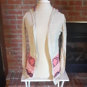 Say What? Cream and Pink Cardigan With hoodie